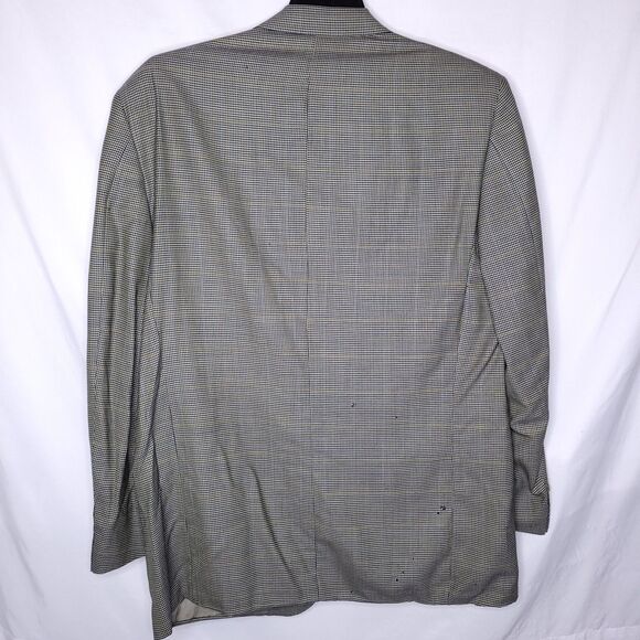 Canali Wool Blazer Mens Brown Houndstooth Italian 2 Button Single Breasted - Picture 6 of 15